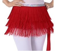 LaoZanA Femme Professionnel Triangle Tribal Ceinture De Danse Orientale Belly Dance danse mit tassel One Size Rouge