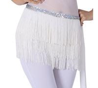 LaoZanA Femme Professionnel Triangle Tribal Ceinture De Danse Orientale Belly Dance danse mit tassel One Size Blanc