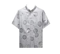 LaoZanA Homme Style Traditionnel Wing Chun Shaolin Kung Fu Tai Chi Chemise + Pantalon Uniforme de Tang Costume Gris/Haut 43
