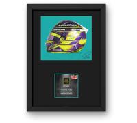 Lap Legends Lewis Hamilton 2024 Affiche encadrée avec signature numérique reproduite (noir vert)