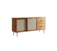 LAPADULA Armoire Console Buffet en Bois de Style Wabi-sabi Armoire de Rangement en rotin Porte coulissante Meuble d'entrée de Salon Meuble à thé Meuble de Rangement Buffet
