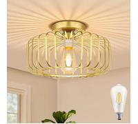 Lapamax Plafonnier Moderne pour Salon en métal - Culot E27 - 1 Abat-jour Rond Cage Ø30cm - Pour cuisine, couloir, salon, chambre
