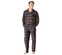 LAPASA Ensemble de Pyjama Homme Chaud & Confortable 100% Flanelle de Coton M95 Ensemble à Carreaux Marron & Gris, S