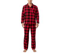 LAPASA Ensemble de Pyjama Homme Chaud & Confortable 100% Flanelle de Coton M95 Ensemble à Carreaux Rouge & Noir, S