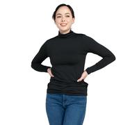 LAPASA Haut Thermique Col Cheminée Femme Maillot de Corps à Manches Longues sous-Vêtements Automne-Hiver Chaud L89 Moyennement Épais, Noir, M