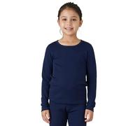 LAPASA Haut Thermique Enfant 100% Laine Mérinos Naturelle Maillot Manches Longues sous-Vêtements Chauds Fille et Garçon Mixte Unisexe Automne/Hiver Fin & Léger K13 Bleu Marine (Haut), 9-10 Ans
