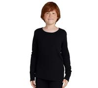 LAPASA Haut Thermique Enfant 100% Laine Mérinos Naturelle Maillot Manches Longues sous-Vêtements Chauds Fille et Garçon Mixte Unisexe Automne/Hiver Fin & Léger K13 Noir (Haut), 5-6 Ans