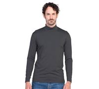 LAPASA Haut Thermique Homme Col Cheminée Maillot de Corps à Manches Longues sous-Vêtements Automne-Hiver Chaud M102 Fin, Gris Chiné Foncé, S