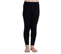 LAPASA Pantalon Thermique Enfant 100% Laine Mérinos Naturelle sous-Vêtements Chauds Fille et Garçon Bas Mixte Unisexe 5-13 Ans Automne/Hiver Fin & Léger K14 Noir (Pantalon), 13 Ans
