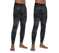 LAPASA Pantalon Thermique Homme Bas Caleçon Long sous-Vêtement Chaud Automne/Hiver M10 S Camouflage Gris Foncé (2 Pantalons)