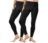 LAPASA Pantalon Thermique Homme Bas Caleçon Long sous-Vêtement Chaud Automne/Hiver M56 M Noir (2 Pantalons)