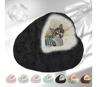 Lapcatz Nest Bed, 2024 New Lapcatz Cat and Dog Bed, Winter Warm Shell Semi-Enclosed Pet Cat Bed, Plush, Warm PP Cotton, Non-slip Bottom, Improve Pet's Sleep Quality, for Cats & Dogs (XXL-Black)