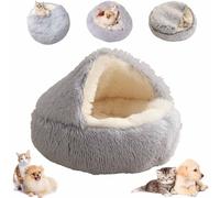 Lapcatz Nest Bed,Cat Cave,Semi-Enclosed Round Cat Bed Pet Mattress,Cozy Fluffy Plush Cat Pet Nest Bed,Round Cat Bed Pet Mattress, Removable Washable No Slip Bottom,Dog Bed (Light gray, 40CM)