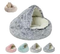 Lapcatz Nest Bed, Lapcatz Bed, Semi-Enclosed Pet Nest, Cat Bed House, Pet Cave Beds for Cats and Dogs to Rest and Sleep, Removable Washable Non Slip Bottom(Gray-Short,40 cm/15.75 in)