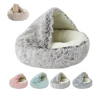 Lapcatz Nest Bed, Lapcatz Bed, Semi-Enclosed Pet Nest, Cat Bed House, Pet Cave Beds for Cats and Dogs to Rest and Sleep, Removable Washable Non Slip Bottom(Coffee-Short,60 cm/23.62 in)