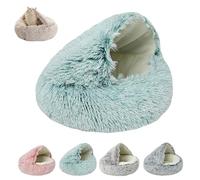 Lapcatz Nest Bed, Lapcatz Bed, Semi-Enclosed Pet Nest, Cat Bed House, Pet Cave Beds for Cats and Dogs to Rest and Sleep, Removable Washable Non Slip Bottom(Green-Short,50 cm/19.69 in)