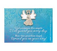lapel pin Ange gardien en émail blanc argenté avec message inspirant, 2,5 cm, Zinc, na,