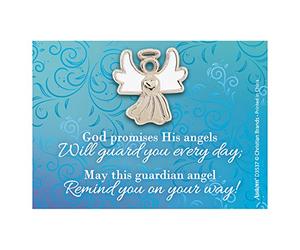 lapel pin Ange gardien en émail blanc argenté avec message inspirant, 2,5 cm, Zinc, na,