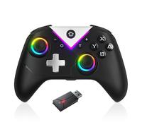 Lapezei PC Controller Wireless, Controller PC Gamepad with Dual Vibration, 2.4G Wireless Controller with 7 RGB Lights for PC Windows 11 10 8 7/Laptop/PS3/Android/Switch-Black
