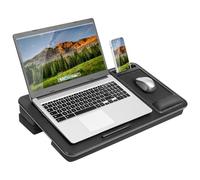 LapGear Elevation Pro 88108 Bureau avec Repose-Poignet en Gel, Rebord pour Appareil, Tapis de Souris, Coussin rehausseur et Support de téléphone - Carbone Noir - Convient aux Ordinateurs Portables