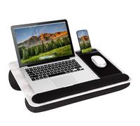 LAPGEAR Home Office Pro 91591 Bureau avec Repose-Poignet, Tapis de Souris et Support de téléphone - Marbre Blanc - Convient aux Ordinateurs Portables jusqu'à 15,6"