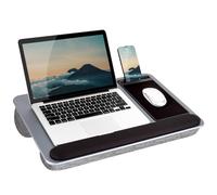 LAPGEAR HOME OFFICE PRO LAB Bureau avec pave de souris au poignet et support de telephone - Silver Carbone - s'adapte a des ordinateurs portables