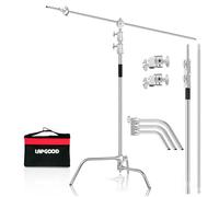 Lapgood C Stand 100% Acier Inoxydable Robuste avec Bras de Flèche,Hauteur Max 330cm Support de Lampe Réglable en C avec Bras de Maintien de 127cm,2 Têtes de Poignée pour Studio Monolight,Softbox