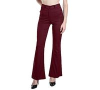 Laphilo 3050 Femme Jean évasé Effet Stretch Taille Haute Skinny Push Up Paw Elephant Bell Denim Pantalon Slim Fit, Bordeaux, XXL