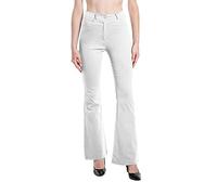 Laphilo 3050 Femme Jean Évasé Effet Stretch Taille Haute Skinny Push Up Paw Elephant Bell Denim Slim Fit Pantalon, Blanc, XXL