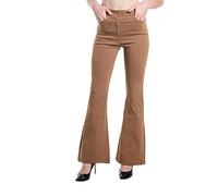 Laphilo 3050 Femme Jean Évasé Effet Stretch Taille Haute Skinny Push Up Paw Elephant Bell Denim Slim Fit Pantalon, Camel, XXL