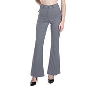 Laphilo 3050 Femme Jean évasé Effet Stretch Taille Haute Skinny Push Up Paw Elephant Bell Denim Slim Fit Pantalon, Gris foncé, XXL