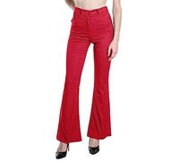 Laphilo 3050 Femme Jean Évasé Effet Stretch Taille Haute Skinny Push Up Paw Elephant Bell Denim Slim Fit Pantalon, Rouge, XXL