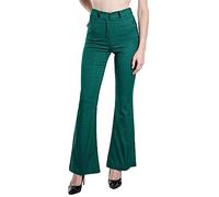 Laphilo 3050 Femme Jean évasé Effet Stretch Taille Haute Skinny Push Up Paw Elephant Bell Denim Slim Fit Pantalon, Vert foncé, XXL