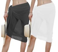 Laphilo Pareo Housse de déguisement pour femme en mousseline de soie courte plage de vacances (cod. 6089), Noir + blanc long, Taille Unique