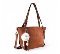 Laphrodite Sac à main pour femme - Aspect daim moyen - Sac à bandoulière - Aspect cuir - Marron noir taupe, Cognac, Mittelgroße