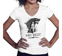 Lapi Boutique Arya Stark Wolf Not Today Knife GOT Chemise Femme col V Blanc Size S