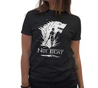 Lapi Boutique Arya Stark Wolf Not Today Knife GOT T-Shirt Femme Noir Size M
