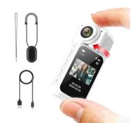 Lapiglo Caméra d'action HD 2,7 K, écran rabattable à 180°, contrôle sans fil WiFi, écran HD de 1,44", compression H.264, champ de vision 170°, enregistreur vidéo portable (blanc)