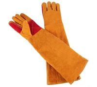 Lapiglo Gants de jardinage longs pour femme en cuir de vachette souple avec pointes renforcées, cordon de serrage de 61 cm, plantation jaune doré