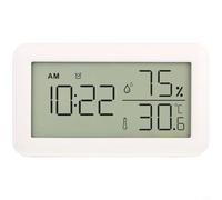 Lapiglo Horloge numérique LCD avec capteur de température et d'humidité, réveil à piles avec support et trou de suspension, pour station météo compacte (blanc)