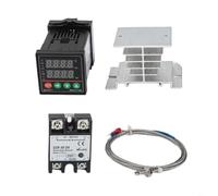 Lapiglo Kit de contrôle de température industrielle REX-C100 Contrôleur PID, relais 40DA, thermocouple de type K et aileron de refroidissement