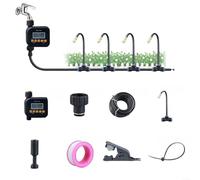 Lapiglo Kit d'irrigation goutte à goutte automatique avec minuteur, pour système d'arrosage réglable à 360° pour jardin et terrasse, tuyau en polyéthylène de 12 mm à connecter rapidement (5 m-30 m