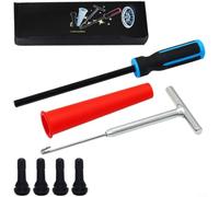 Lapiglo Kit d'outils de remplacement de tige de valve de pneu, poignée en T en acier pour réparation de pneus TR412 TR413 TR414 avec tubes en nylon (B)