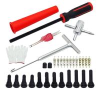 Lapiglo Kit d'outils de remplacement de tige de valve de pneu, poignée en T en acier pour réparation de pneus TR412 TR413 TR414 avec tubes en nylon (D)