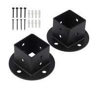 Lapiglo Lot de 2 bases d'ancrage carrées de 5,1 x 5,1 cm, poteau de clôture à bride de sol, balustrade, pergola et boîte aux lettres, avec vis et tuyaux d'extension