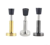 Lapiglo Lot de 2 butées de porte en acier inoxydable absorbant les chocs pour butée de porte avec embout en silicone souple, protection murale auto-ou à vis, argent (argent)