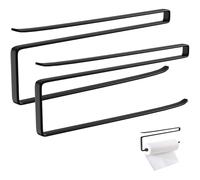 Lapiglo Lot de 2 porte-serviettes de cuisine sans perçage, pour armoire murale en acier inoxydable, économie d'espace, noir moderne
