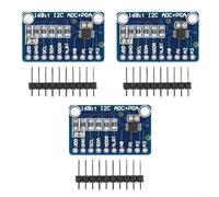 Lapiglo Lot de 3 modules de convertisseur ADC 16 bits I2C pour module convertisseur ADC, carte de développement à 4 canaux avec taux d'échantillonnage de 860 SPS, large tension de 2,0 V-5,5 V pour