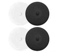 Lapiglo Lot de 4 bouchons de vidange d'évier en silicone pour baignoire, douche, cuisine, joint de prévention des odeurs, facile à nettoyer, blanc, noir, gris (blanc + noir)