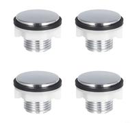 Lapiglo Lot de 4 bouchons d'entrée latéraux galvanisés pour réservoir de 1,27 cm - Bouchon décoratif fileté de 1,27 cm - Joint en plastique avec trop-plein pour fonction de protection (trois points)
